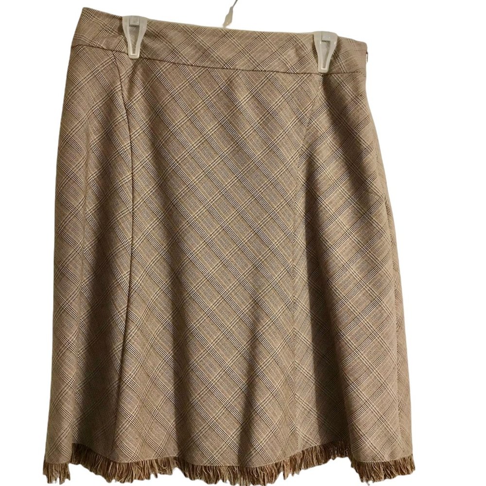Studio 1940 Women Skirt Brown Size 10 Plaid Frayed Hem Pre-owned